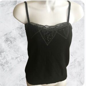 Camisole Angora Black with Sequins Beautiful NWOT DESIGNED IN FRANCE SZ 6/8